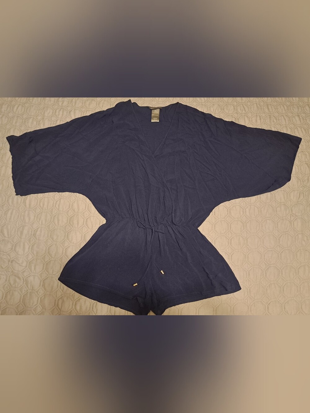 Vince Camuto Swim Women's Navy Blue Cozy V-Neck Romper Sz XS